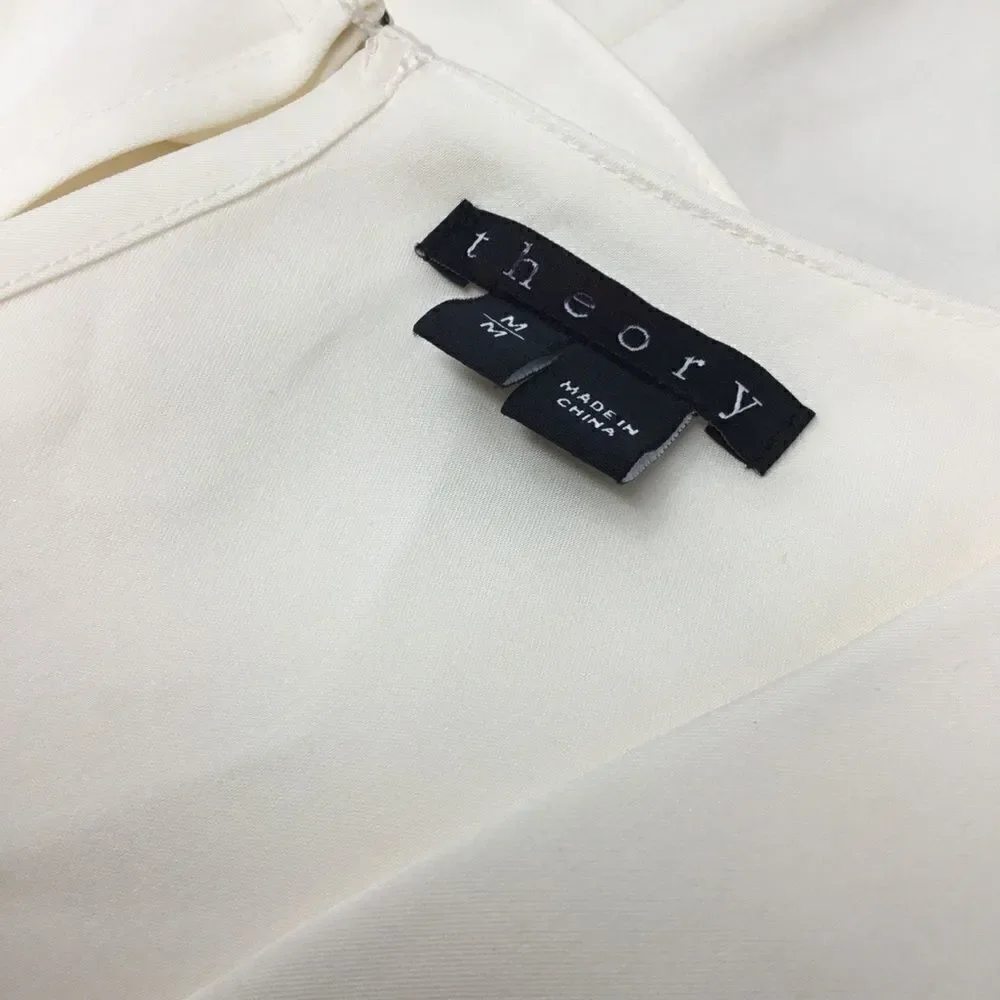 Theory Alizay Silk Top in Ivory (C2) - Picture 6 of 7